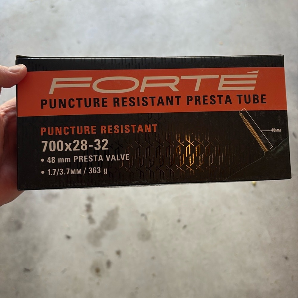 Forte Black Bicycle Tube with Presta Valve